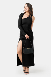 KYLIE ASYMMETRICAL MAXI DRESS BLACK