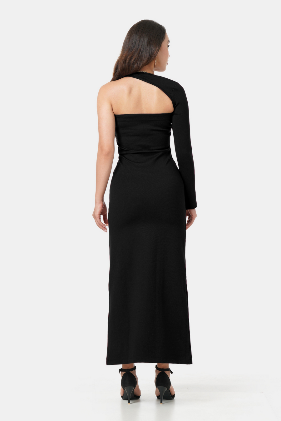 KYLIE ASYMMETRICAL MAXI DRESS BLACK