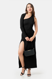 KYLIE ASYMMETRICAL MAXI DRESS BLACK