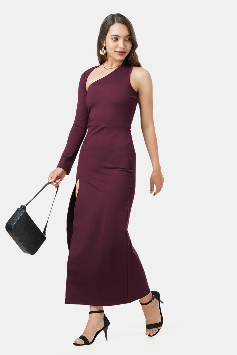 KYLIE ASYMMETRICAL MAXI DRESS WINE