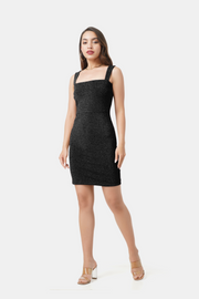 LINA SLEEVELESS SHIMMER DRESS IN BLACK