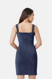 LINA SLEEVELESS SHIMMER DRESS IN BLUE