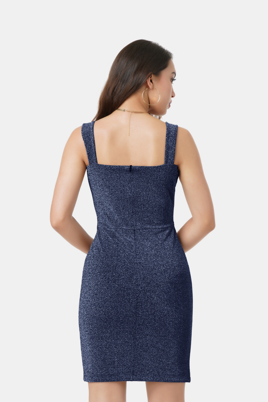 LINA SLEEVELESS SHIMMER DRESS IN BLUE