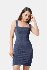 LINA SLEEVELESS SHIMMER DRESS IN BLUE