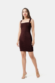 LINA SLEEVELESS SHIMMER DRESS IN WINE