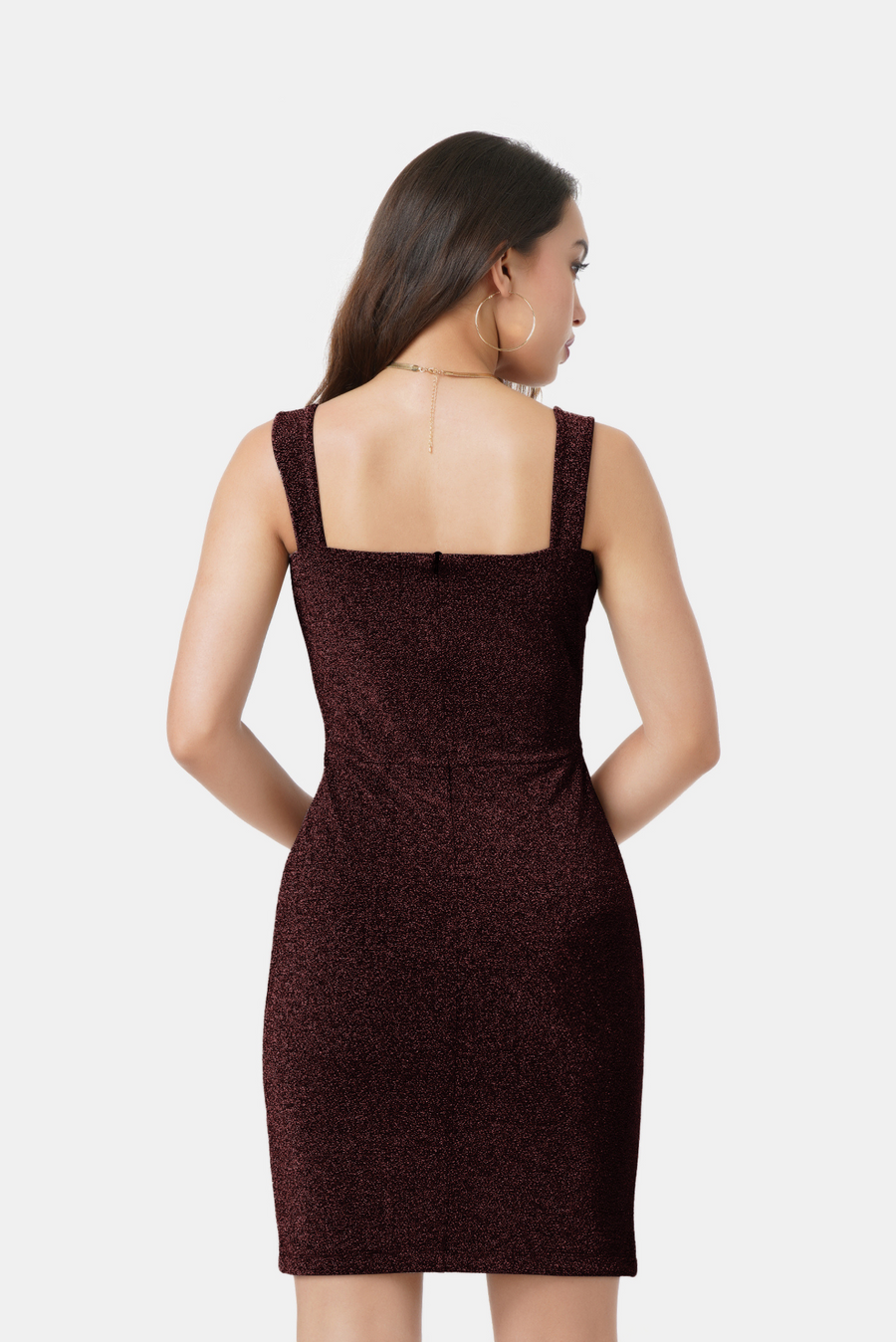LINA SLEEVELESS SHIMMER DRESS IN WINE