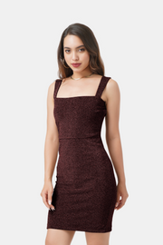 LINA SLEEVELESS SHIMMER DRESS IN WINE