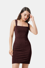 LINA SLEEVELESS SHIMMER DRESS IN WINE