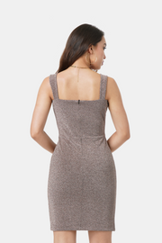 LINA SLEEVELESS SHIMMER DRESS IN CHAMPAGNE