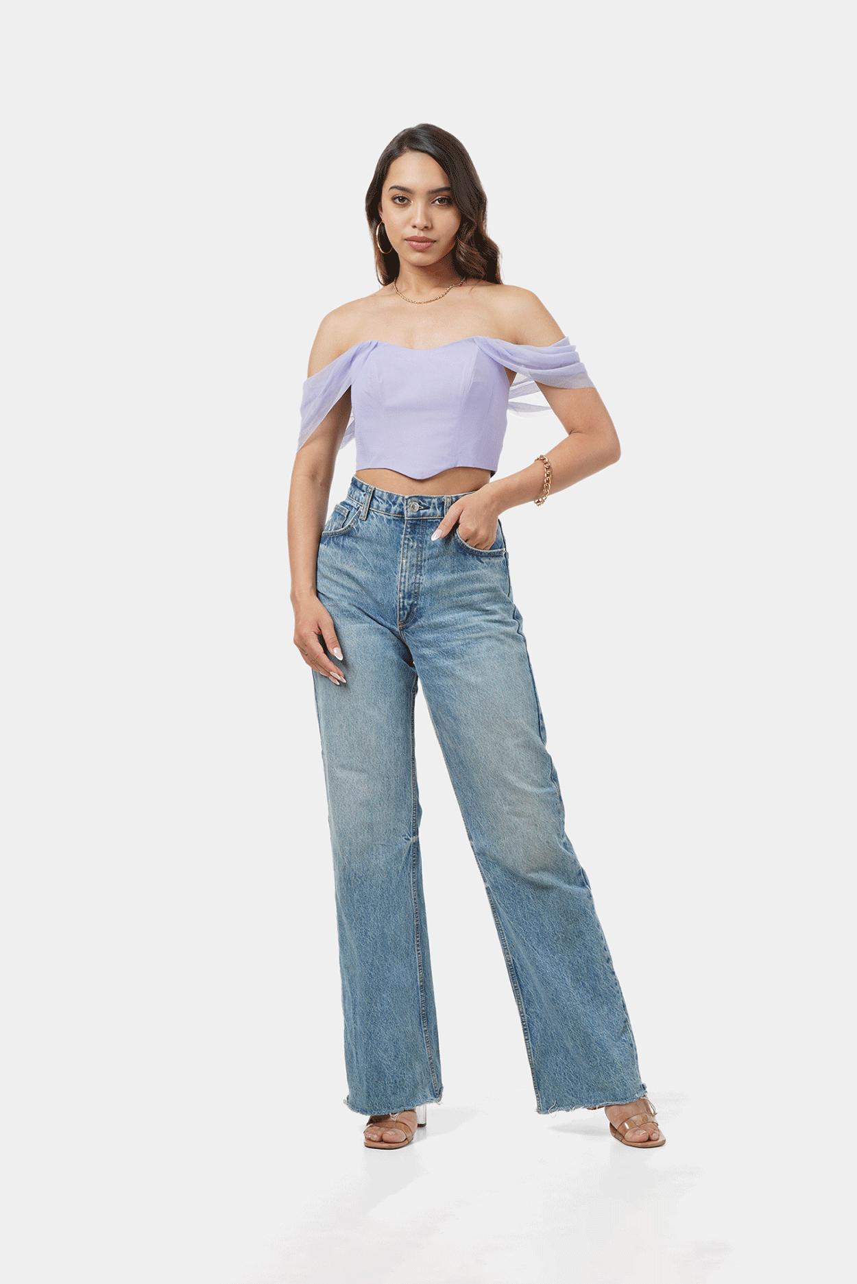 IRIS CORSET TOP MESH SLEEVE LAVENDER