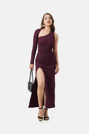 KYLIE ASYMMETRICAL MAXI DRESS WINE
