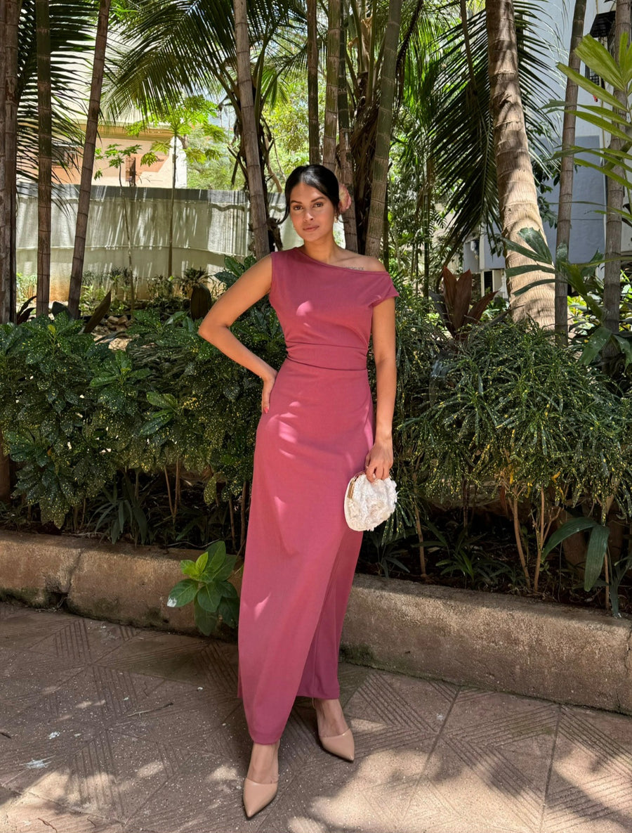 IVORY DRESS (RUSTY PINK )