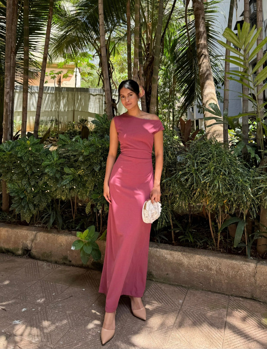 IVORY DRESS (RUSTY PINK )