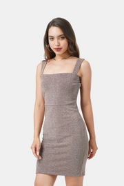 LINA SLEEVELESS SHIMMER DRESS IN CHAMPAGNE