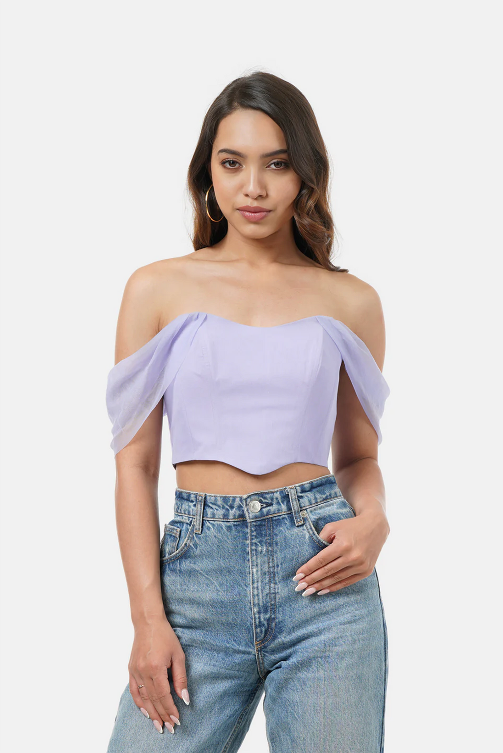 IRIS CORSET TOP MESH SLEEVE LAVENDER – bout-to-wear